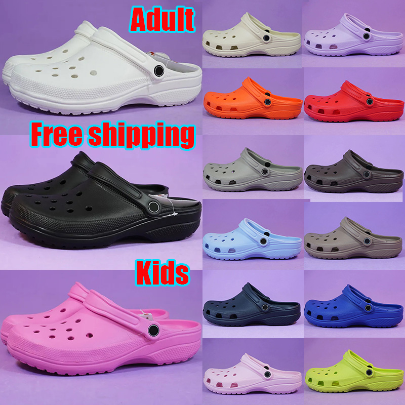 Free shipping slides designer sandals men women adults kids famous slippers durable clogs summer outdoor beach sandal shoes black white pink-image-918487876