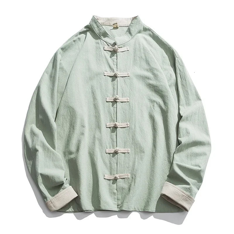 Kimono Jacket Men Traditional Chinese Clothing Linen Hanfu Top Long Sleeve Tang Suit Kung Fu Shirt Cardigan Coat M-5XL 260602BJ
