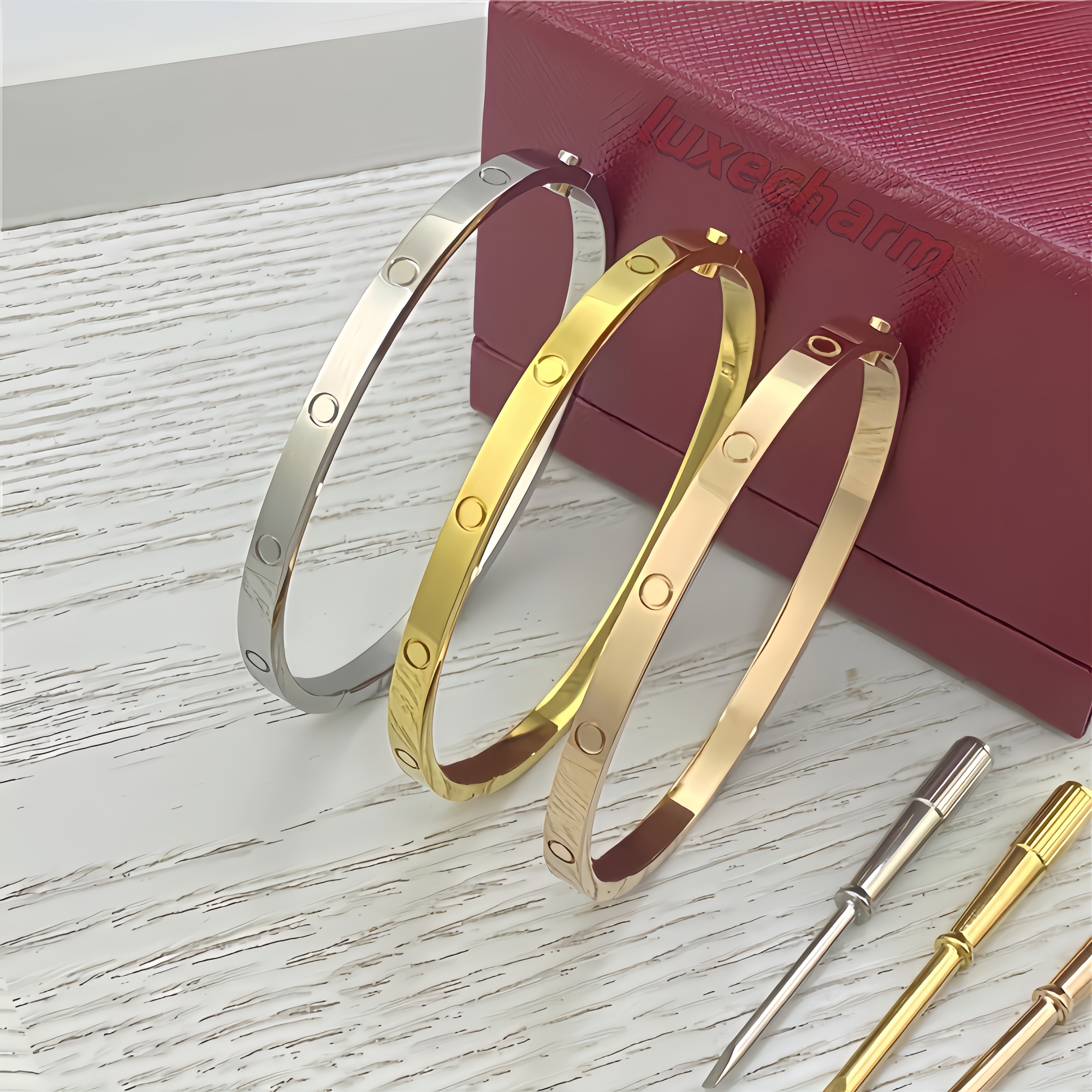 luxury jewelry 4MM Screw narrow Designer Classic Bangle 18K Gold Plated Titanium Steel Diamond for Women Men Bracelets Silver luxury Jewelry Desi-image-1105950890