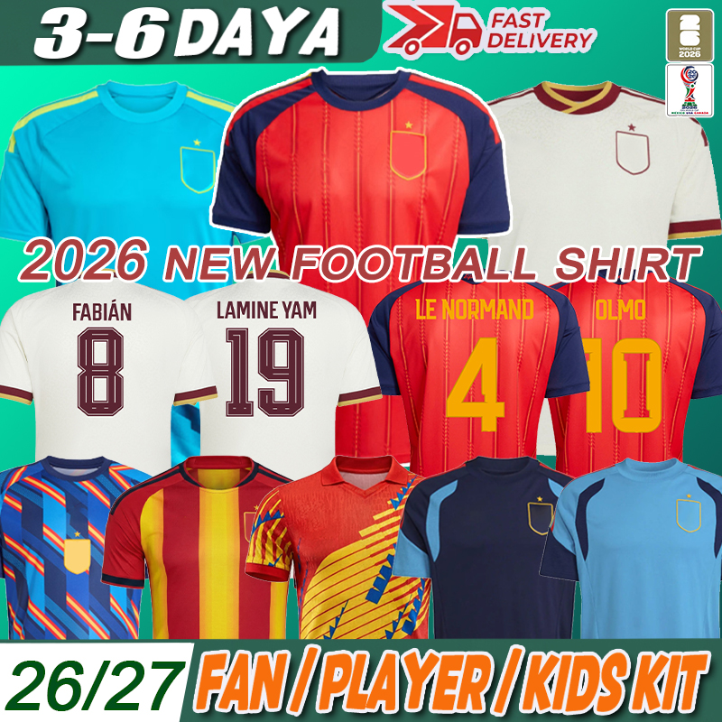 espa a futbol mundial 2026 Rodrigo Lamine Yamal pedri Jersey WILLIAMS JR OYARZABAL Ferran Olmo Zubimendi espana away 3XL 4XL Football Shirt-image-974164124