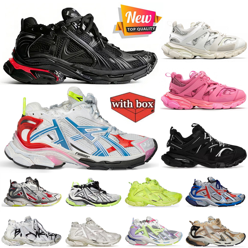 With Box Designer Casual Shoes Runners 7.0 7.5 Track 3.0 With Led Mens Womens Runner White Blue Triple Black Colorful Heels Tracks Platform Train-image-903845640