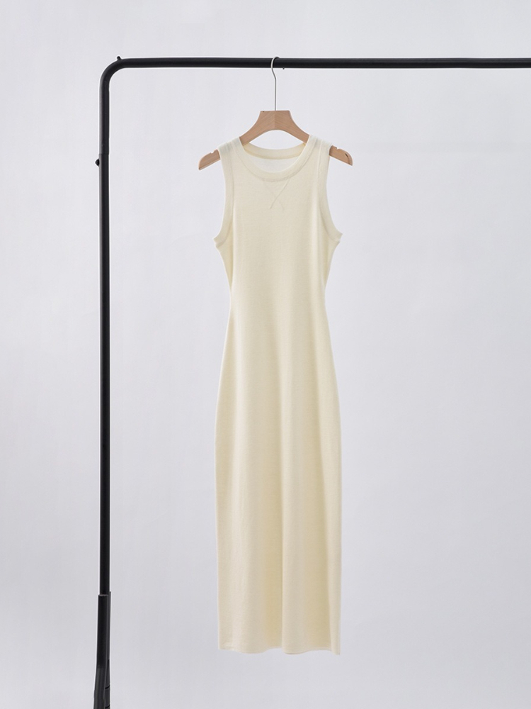 (078) Dress for women, elastic, slim fit, knitted sleeveless, vest dress-image-1108692228