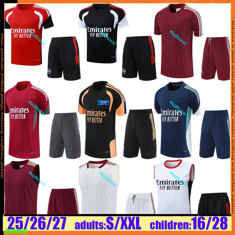 2026 2027 ArsenallyFootball Sportswear Set for Men's and Children's Football 25 26 Saka Odegaard Short Sleeve Gunner Training Clothes S