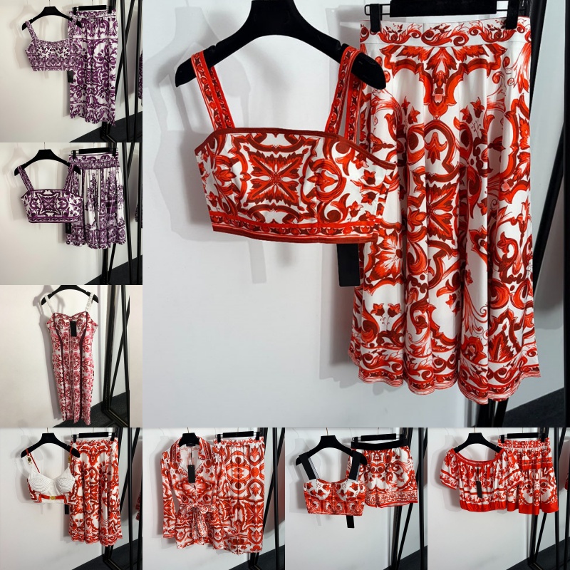 Luxury Women Prints Dress Blouse Sexy V Neck Sleeveless Dress High Waist Pleated Mini Skirt Summer Vacation Wedding Dinner Date Birthday Cropped-image-915391100