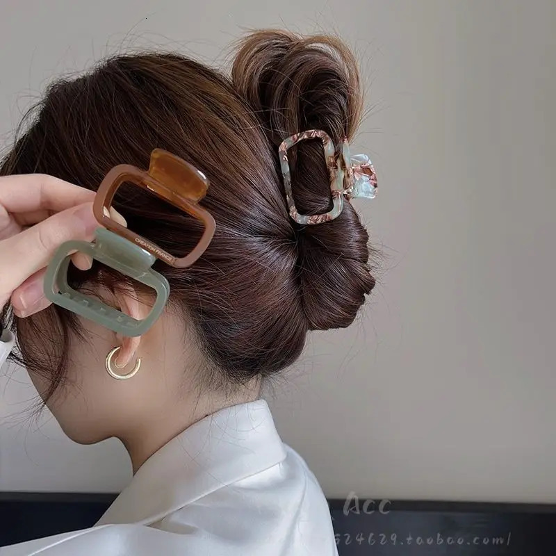 1/3pcs Korean style square acetate hair clip with a back of the head clip and a small Instagram hair clip for catching sharks260528BJ
