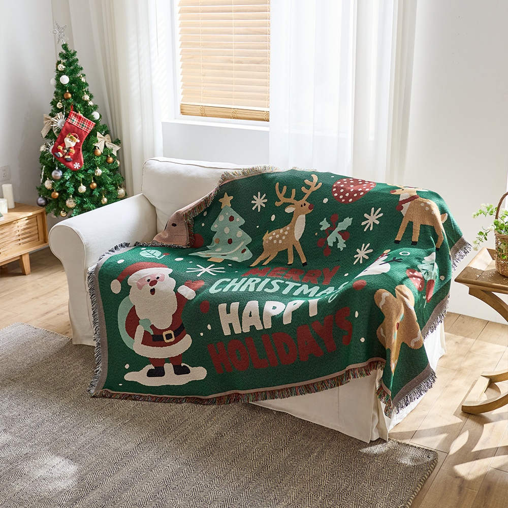 Housse de canapé de noël, décoration festive, couverture de sieste de canapé de salon, housse de coussin de canapé une pièce.KGHM01