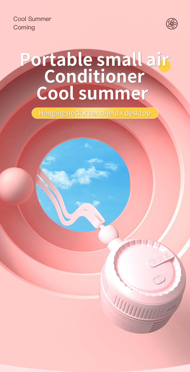 Mini Pendant Neck Hanging Leafless Fan USB Recharge Silent Portable Outdoor Cooling Blower-image-1108686322