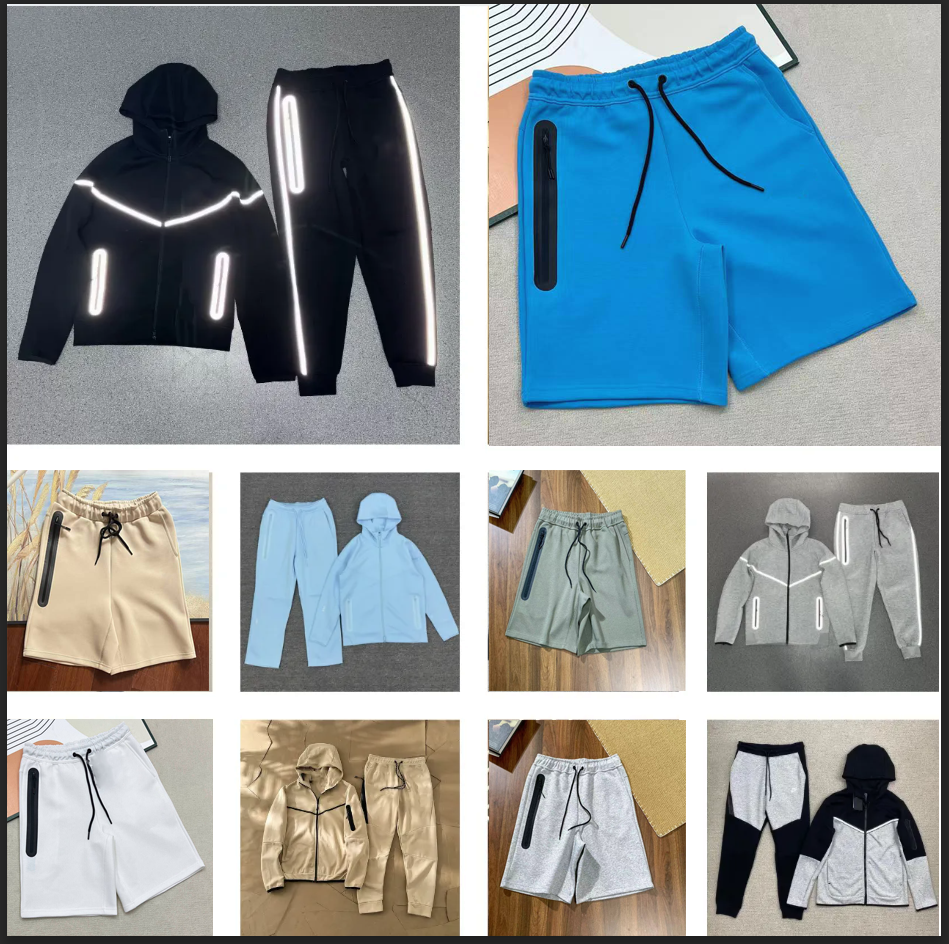 10A High Quality 1:1 tech fleece SHORT Men's Tracksuits Designer Casual pure cotton Hoodie High Quality Jacket Fashion Set Three-Dimensional-image-999261080