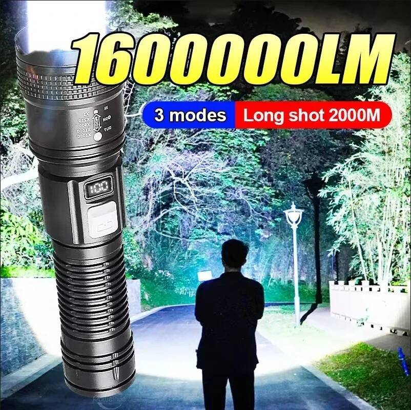 High Strong Power Led Flashlights Tactical Flash Light Torch Ultra Bright Lamp USB Charging Camping Fishing Defensa Zoom Lantern ddmynov