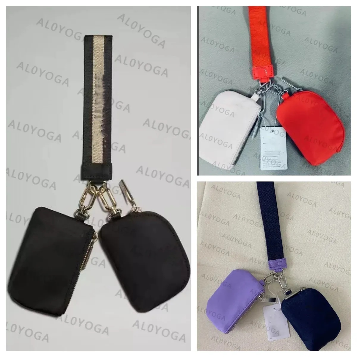 UU-3519 Yoga Bag Wristlet Clutch Bag Dual Pouch Keychain Wallet Gym Bag Mini Purse with Detachable Zipper Wrap Around Wrist Guard Wallet Portable-image-983833295