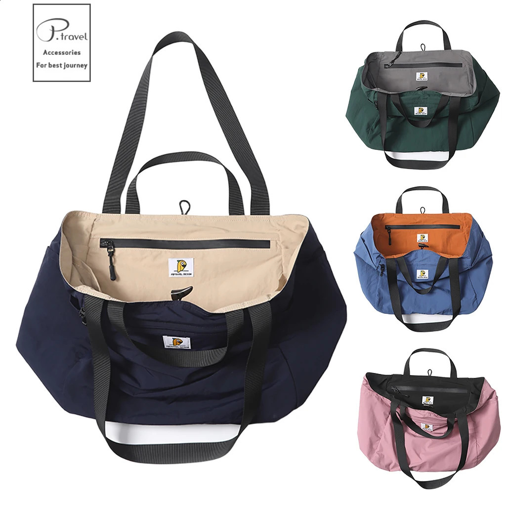 Reversible Travel Tote Bag Large Capacity Foldable Carry On Duffle Bag Canvas Shoulder Luggage Packing Bag for Women Men 260601BJ