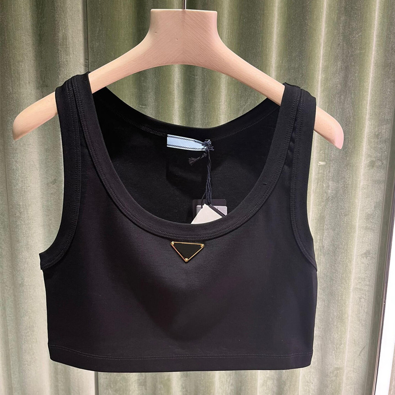 Inverted Triangle Pattern Vest Top Designer Women Pradsness Shirt Minimalist Ribbed Knit Tank Top Luxury Y2k PR Sleeveless Summer Slim Fit Pradlys W