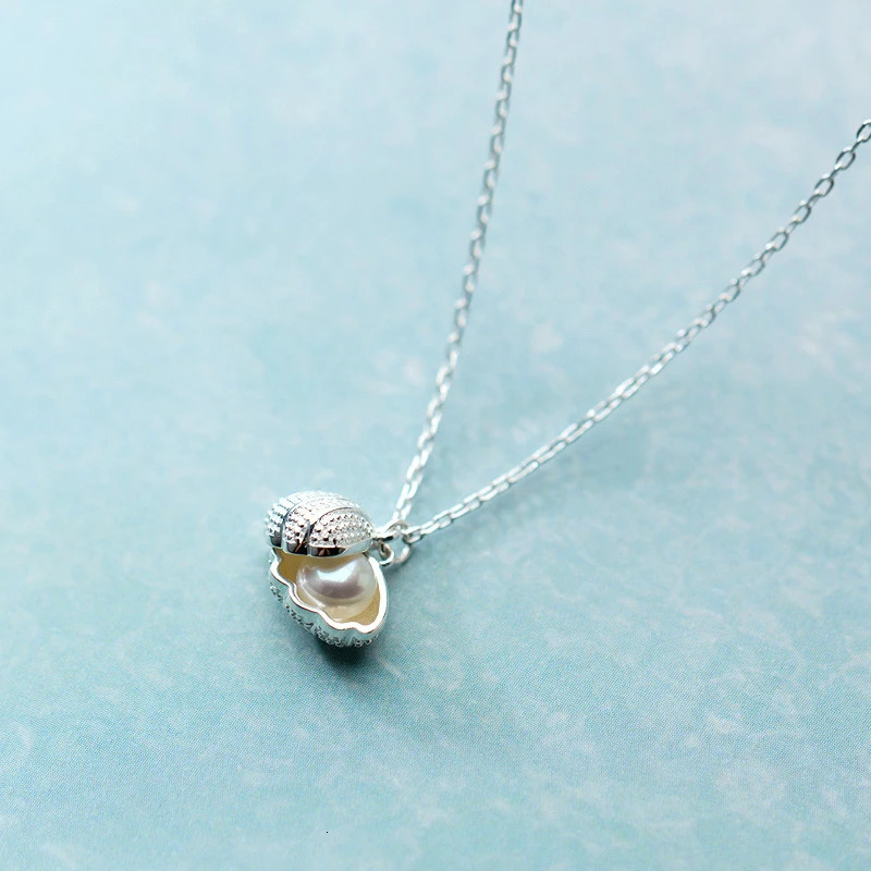 Modian Solid 925 Sterling Silver Natural Freshwater Pearl Shell Fashion Necklace Pendants For Women Classic Charm Jewelry 260602BJ
