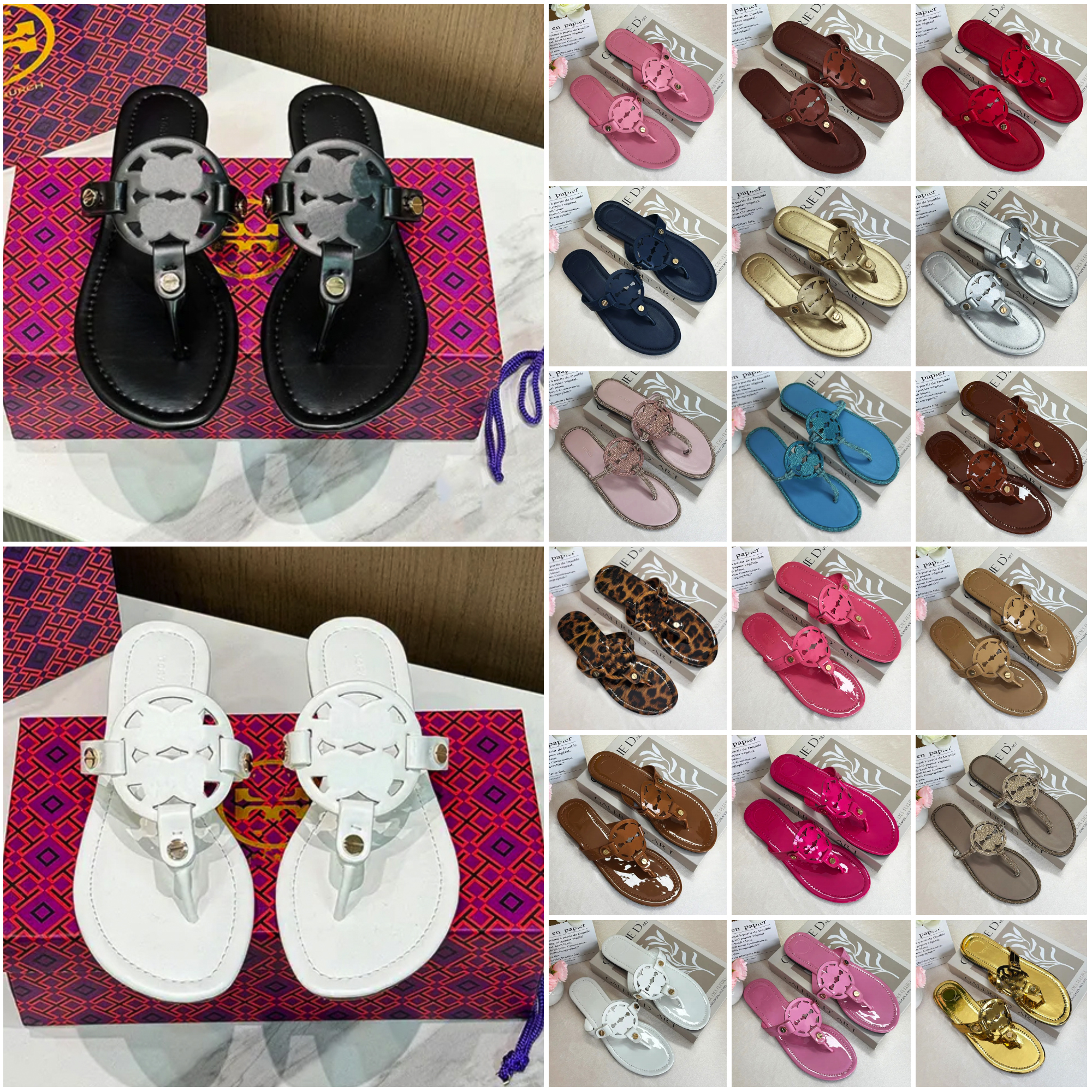 2026 Designer slides Womens sandals fashion Summer luxury Beach Casual shoes Slippers flip flops sparkly heels black white with box flipflops