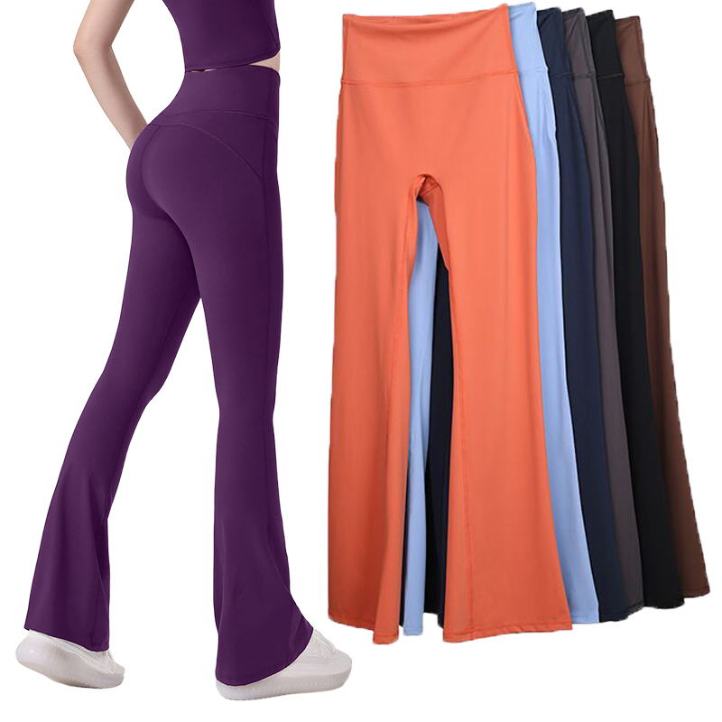 Pantalon de Yoga à cloche pour femmes, pantalon évasé taille haute pour l'été, coupe ajustée, conception à jambes longues, pantalon de Yoga à la