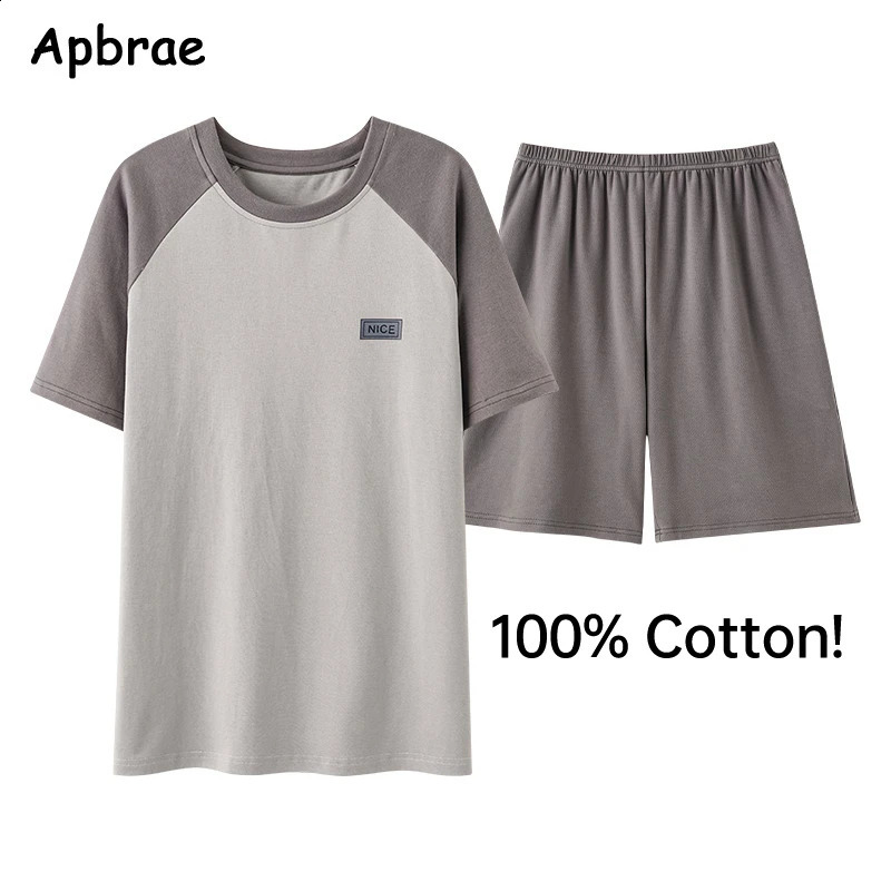 Fashion Mens Pyjamas Set Summer Shorts Homewear Short Sleeved Bottoms Brethable 100 Cotton Loungewear Leisure Pj for Young Men 260602BJ