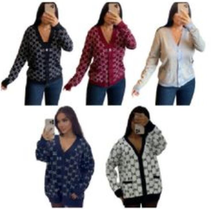 Chandails pour femmes tricotés col en v à manches longues Cardigan ample manteau décontracté lettres Logo femme concepteur pull vêtements de luxe