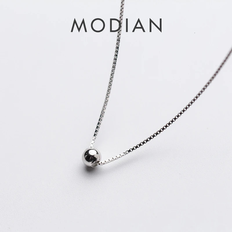 Modian Trendy Tiny Simple Bead Necklace Pendant Sale 100 925 Sterling Silver Round Jewelry For Women Girls Party Gift 260602BJ