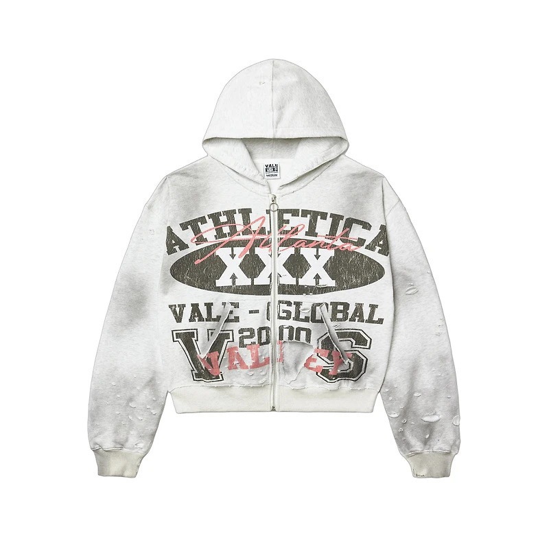 Vale Dream Zip Up Jacket Rhinestone Zip Up Hoodie Designer Luxury Men's Valleysdreams Hoodies Printed Hoodie Loose Shoulder Hip Hop Style Mens