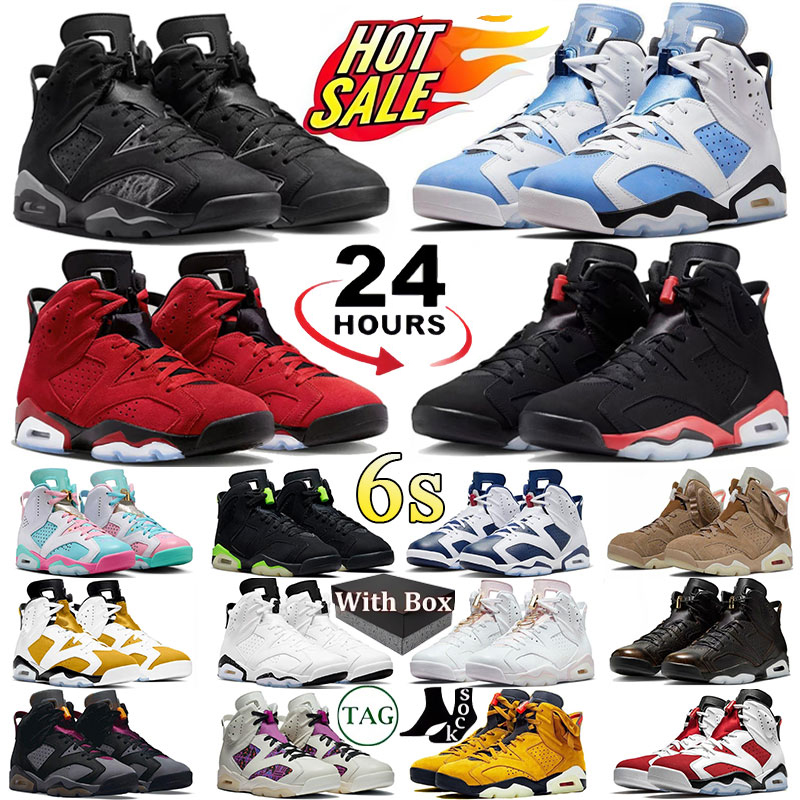 Avec Box Designer 6 6s Chaussures de basket-ball pour hommes Femmes Baskets Carmine University Blue Carmine Smokey Mauve UNC Noir infrarouge Spor