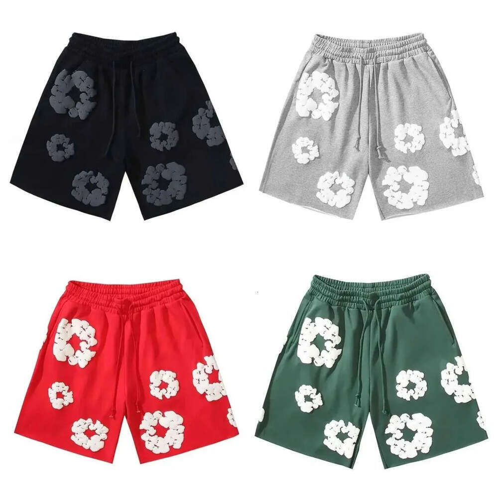 denim shorts Kapok Pants Womens denimes Baggy Trendy Foaming Puff Flower Short Denim Cargo Men And Women Cotton Wreath Shorts Denim Jeans Shorts F1c