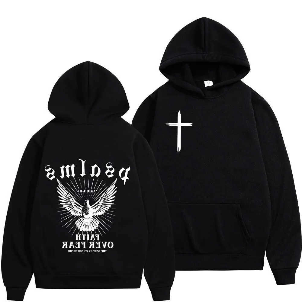 Jesus Christian Faith Over Fear Bible Verse Hoodies Men's Women High Quty Sweatshirts Fashion Vintage Pullovers Strtwear D260602
