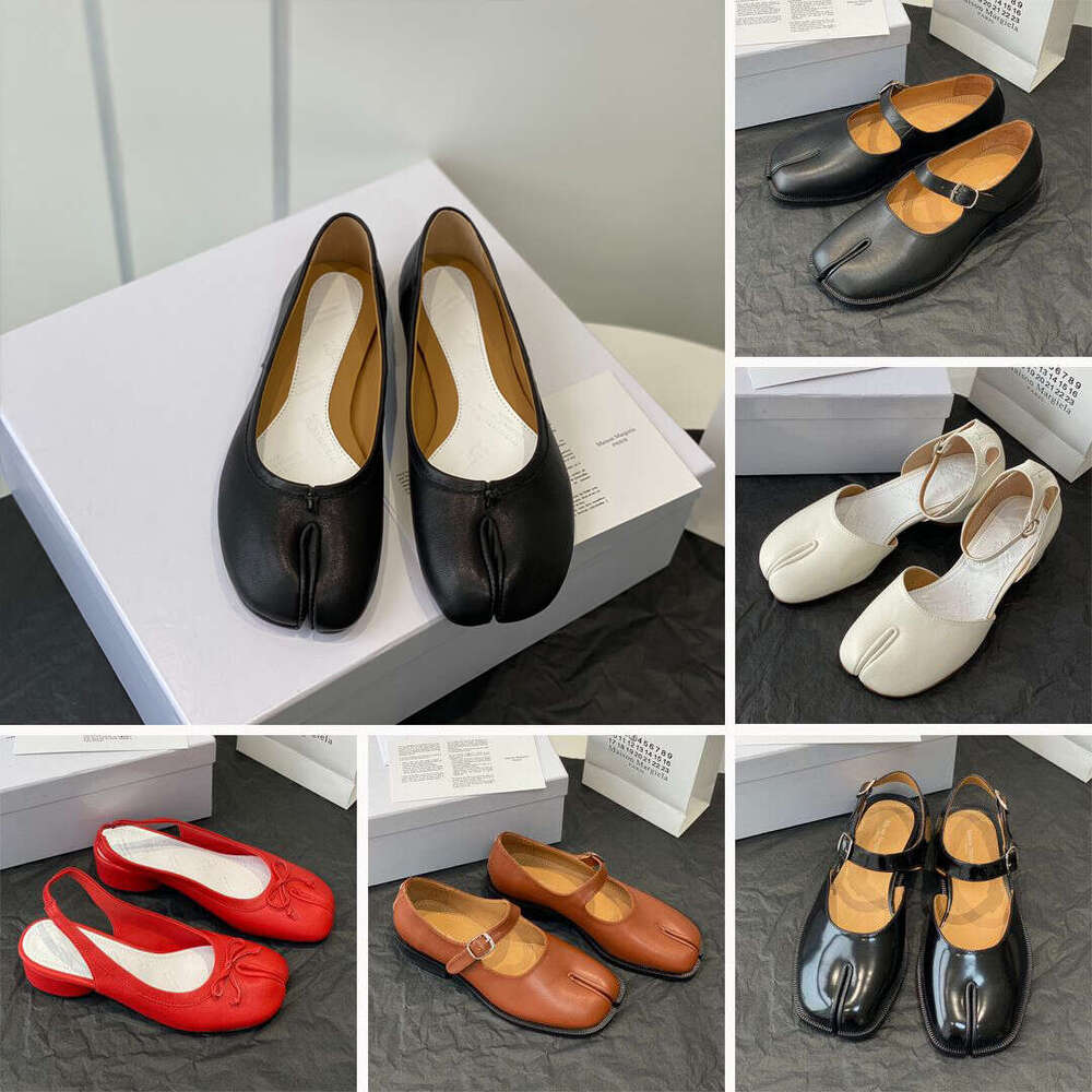 Tabi Ballerina Graffiti Canvas Shoes Women Designer Sandal Half Casual Split Ballef Flat Leather Mirror Top Quality Ankle Heel Slip Boot Lambskin Ca