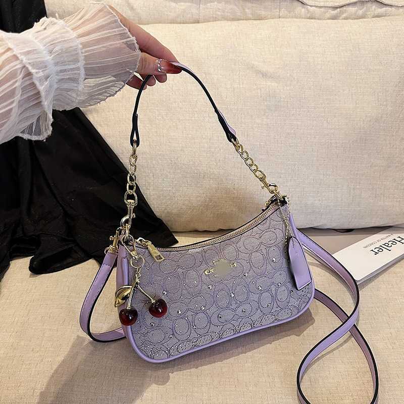 Underarm shoulder bag 2026 new model crescent bag light luxury versatile crossbody small square bag for women with rhinestones mahjong bag T260602