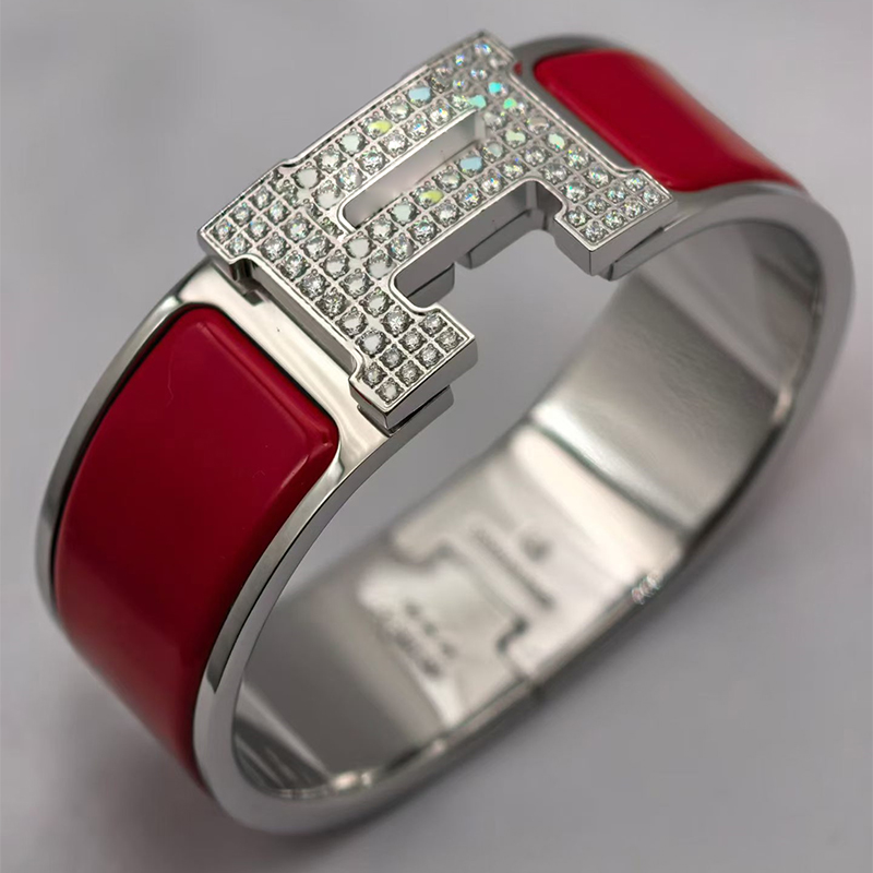 NEW Luxurious Designer Enamel Bracelet Brand H Bracelet Handcrafted 20mm Bracelet Gold Bracelet Jewelry Designer Bracelet Diamond Bracelet Origin-image-1108832336