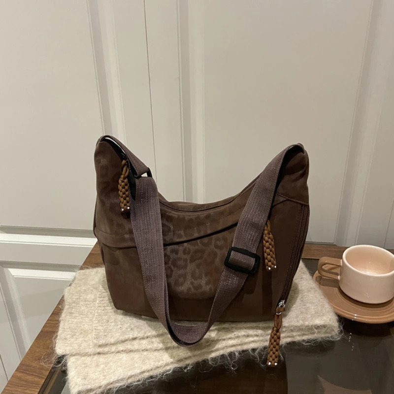 Leopard Print Crossbody Bag Women Fashion Large Capacity Hobo Shoulder Casual Multi Pocket Commuter Tote 260603BJ
