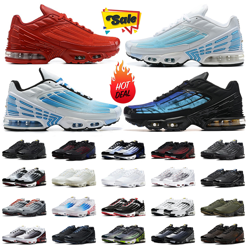 Tuned Tn Plus 3 designer Running Shoes Mens Womens Fashion Tn3 Trainers Bred Grey Mesh Black Red White Sports Sneakers Laser Blue Atlanta 40-46
