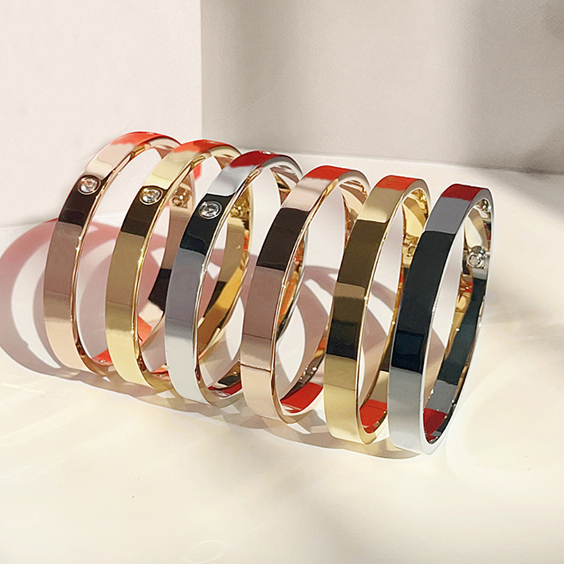 Brand Love Bracelet Classic 6mm Diamond 18k Gold Bracelet High-quality Stainless Steel Waterproof and Non Fading Designer Bracelet for Women