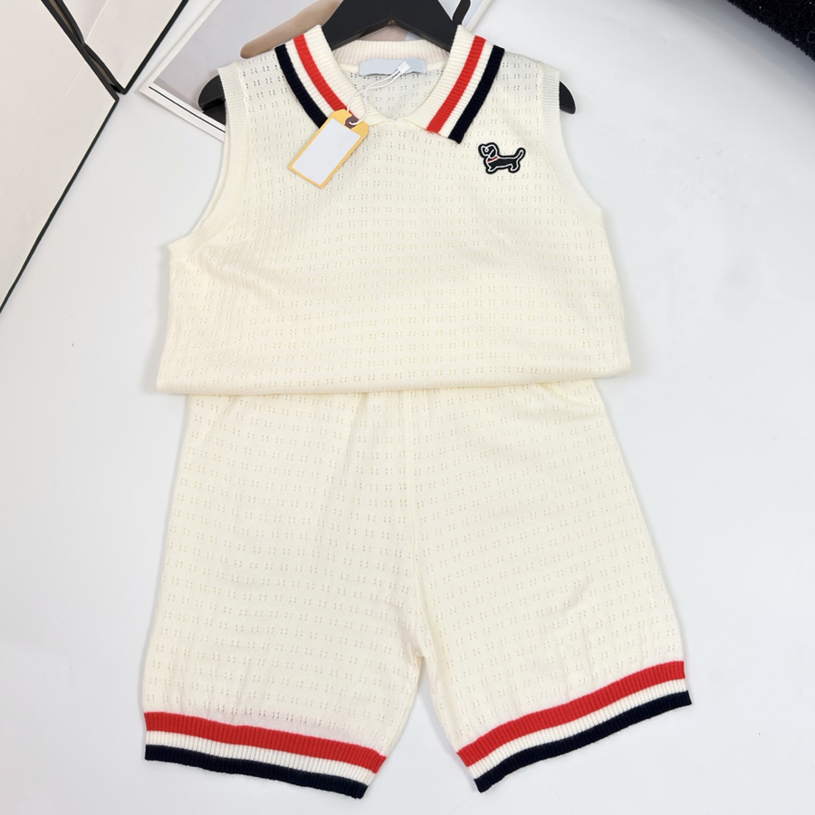 Toddler Outfit Designer Kids Infants Sleeveless Vest Short Summer Suit Children Hollow out Knit Matching Set Clothes 26Y0805