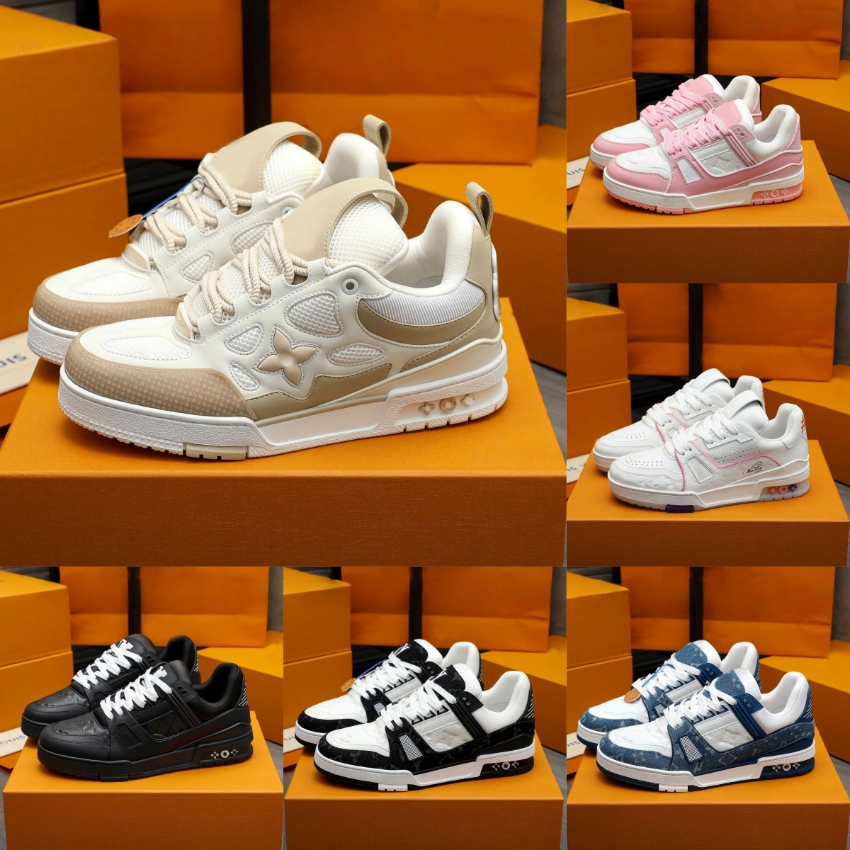 Designer shoes low trainers Vintage Casual Sneaker Cowhide Upper Breathable Insole Non Slip Rubber Outsole Fashion Low Top Sports Shoe For Men Women