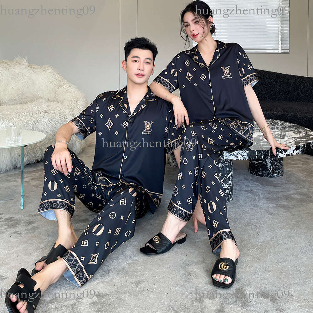 Early Spring Couple's Pajamas Ice designer Silk Shortsleeve Home Wear Men's Highend Fourseason 2026 New Style Women's Set Suitable Fo