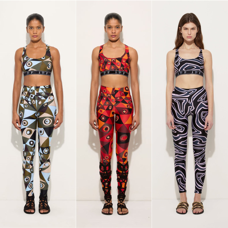 Womens Tracksuits Two Pieces Set Designer New Slim Sexy Hot Girl Yoga Sets Tight Geometric Pattern Tank Top And Pants Fashion Outfit