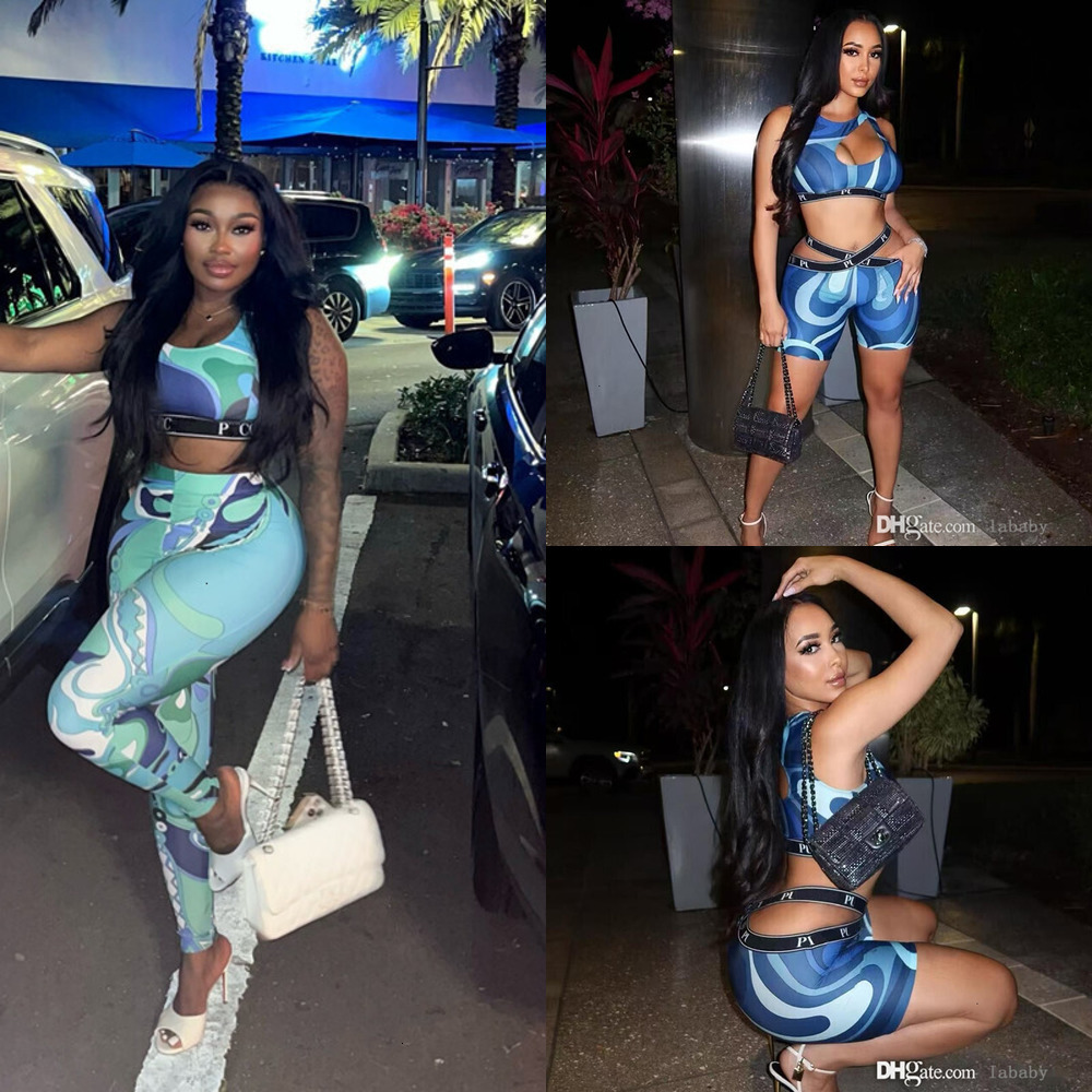 Designer Tracksuit Spring Summer Two 2 Piece Set Women Sleeveless Sexy Tank Top And Slim Pants Sports Yoga Suit Outfits