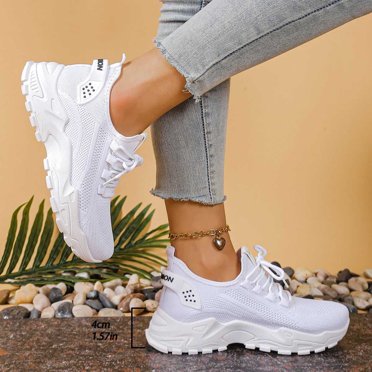 trendy mesh Womens and versatile breathable softsoled laceup casual sports shoes X260603