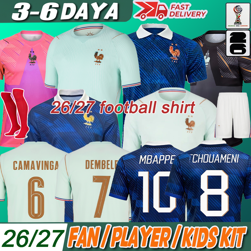 France jersey 26 27 Home Away Kit MBAPPE OLISE SALIBA soccer jersey UPAMECANO BARCOLA KOUNDE 25 26 football jersey CHERKI KONE fans player kids k-image-974164628