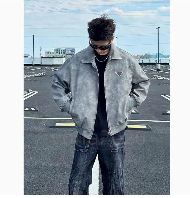 Winter Jackets Designer Autumn Mens Couple leather jacket lapel Letter long sve Clothing Fashion Men Outwear Windbreaker