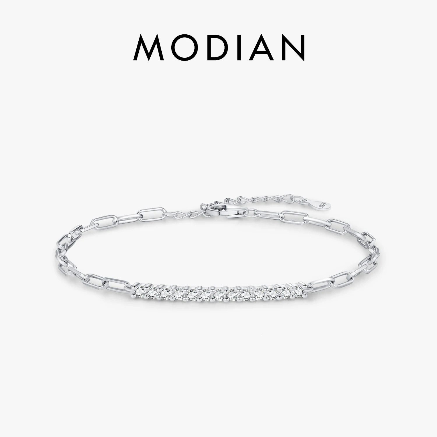 MODIAN Sparkling D Color Bracelet 925 Sterling Silver Lock Stackable Trendy Bracelets For Women Jewelry With Gift Box 260602BJ