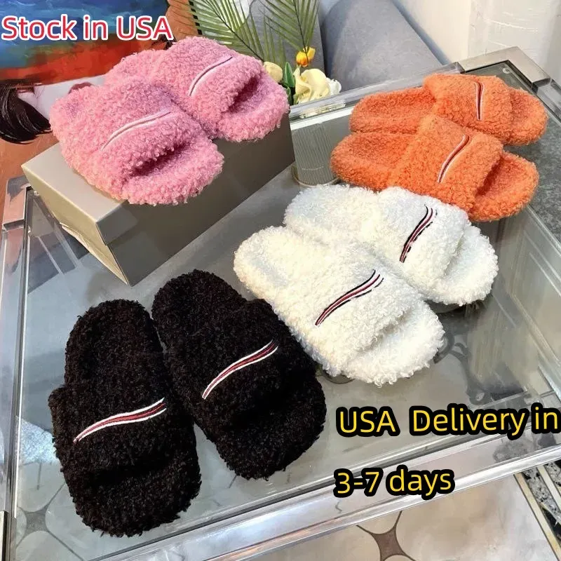 Women Fur Slides Furry Slippers Designer Mules Fall Winter Homewear Slide Men Footwear Paris Luxury Comfortable Fuzzy Flip Flop Fluffy Wool 34-45