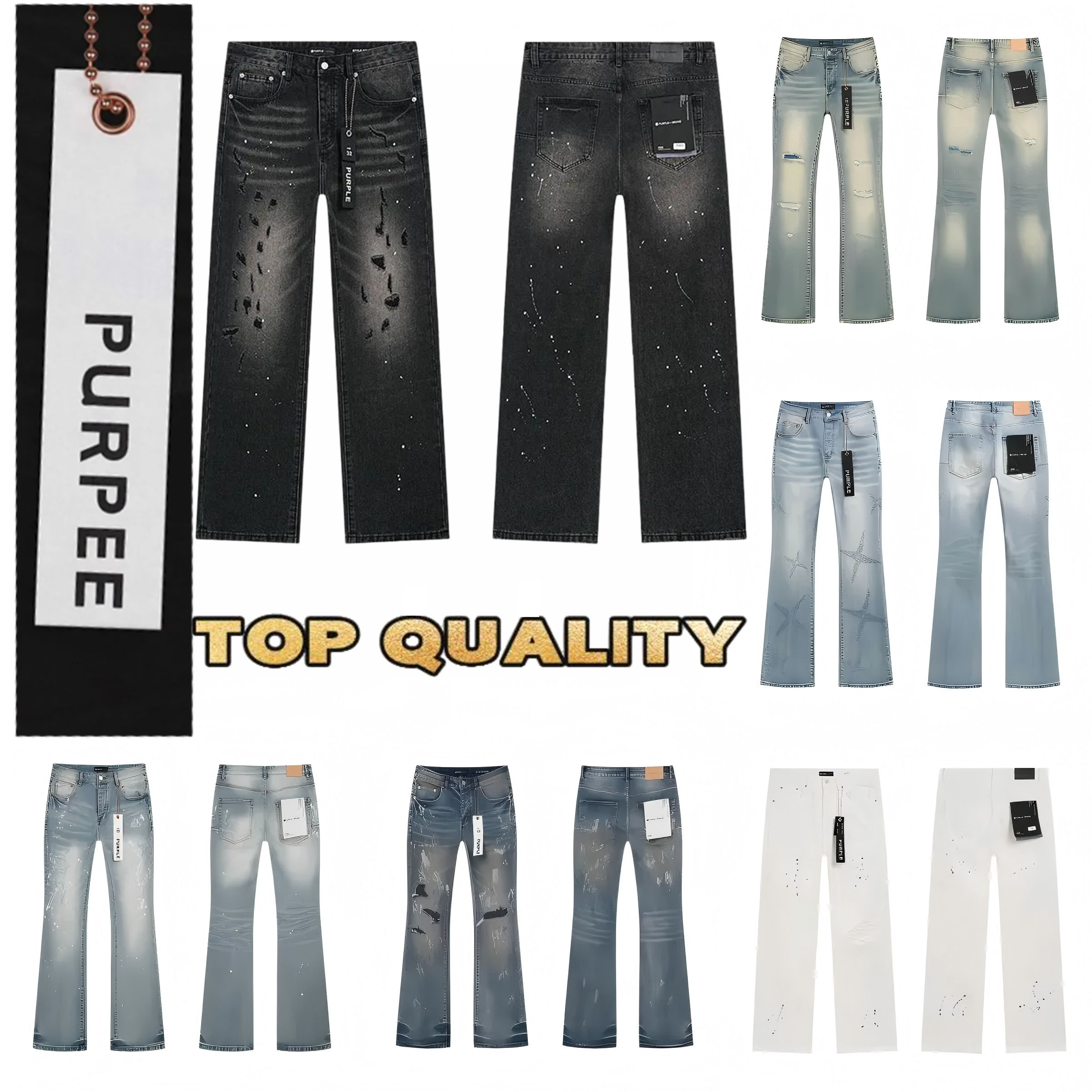 Purples Jeans Designer Jeans Mens jeans Fashion Ripped Joggers Baggy Wide Leg Jean Denims For Man Black Hip Hop Distressed Flared Pants High Qual-image-1113050711