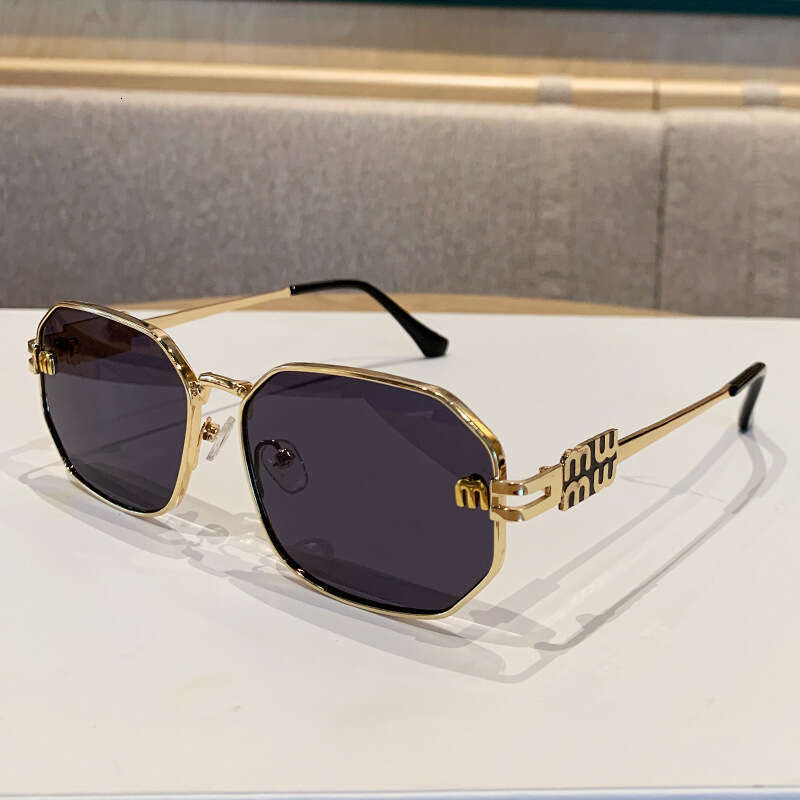 Fashion High-Grade Designer Sunglasses 2025 New M Brand Metal Polygonal Trendy Street Style Women's Internet Celebrity Ins Retro Sunglasses