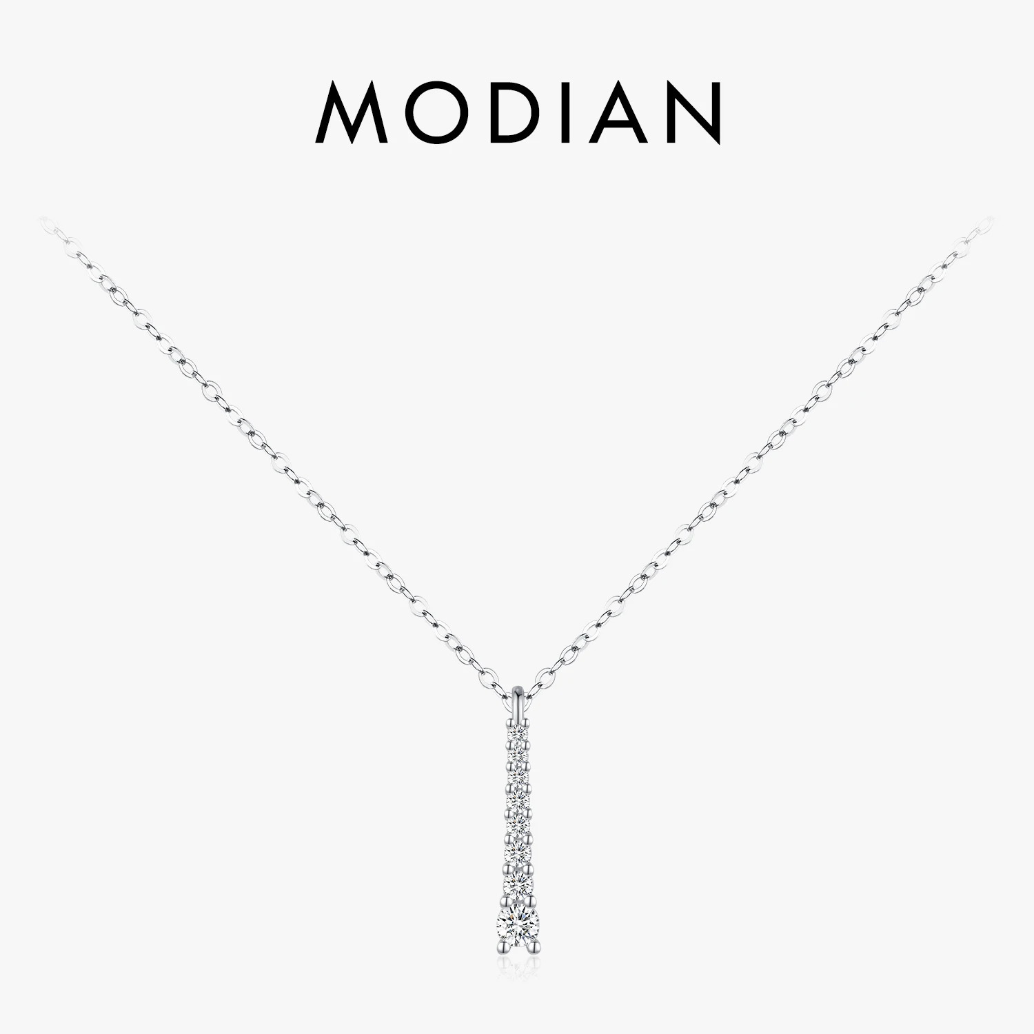 MODIAN Minimalist D Color Necklace Prong Setting Lab Diamond For Women 925 Sterling Silver Pendant Necklace Jewelry 260602BJ
