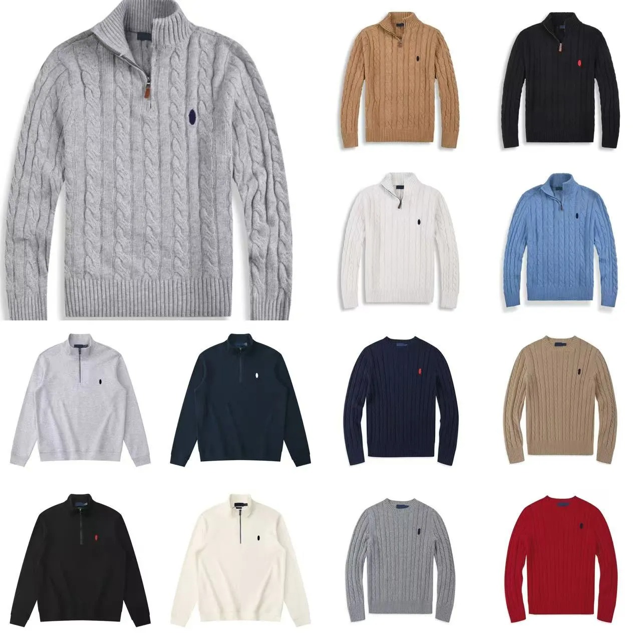Men Designer Cardigan Knit Sweater Polo Quarter Zip Pull Homme Mens Pullover Half Zipper Luxury Casual Jumper Autumn Wool