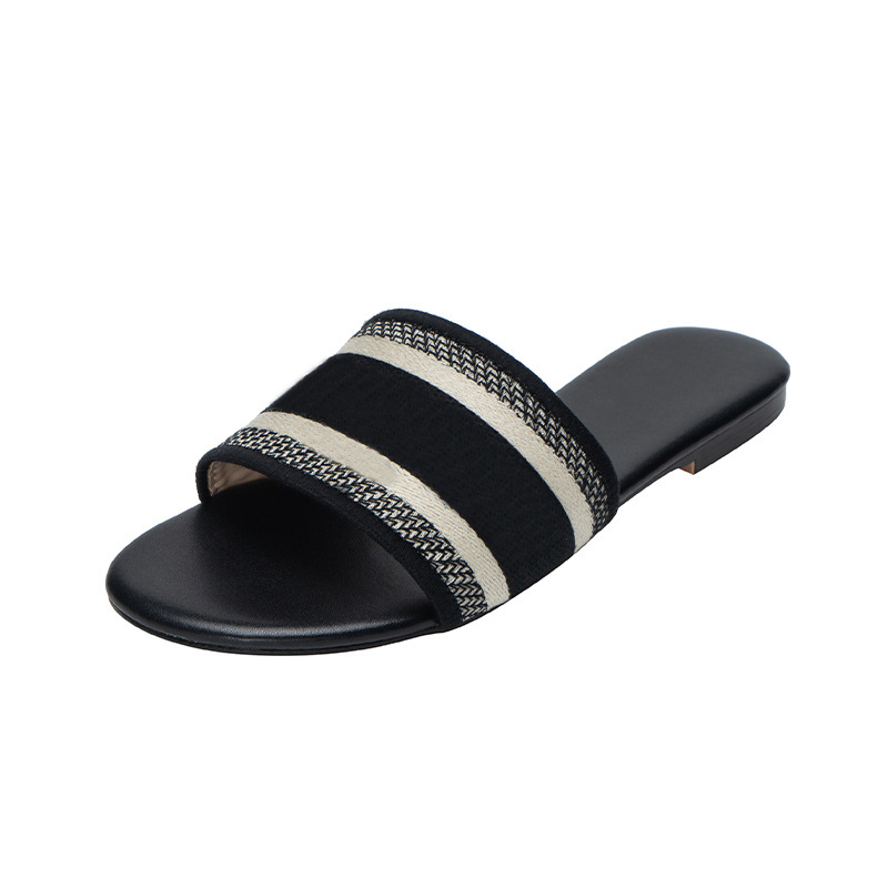 Nouveau Design de luxe Style couleur impression pantoufles été tendance chaude polyvalent femmes sandales plage pantoufles plates décontractées n