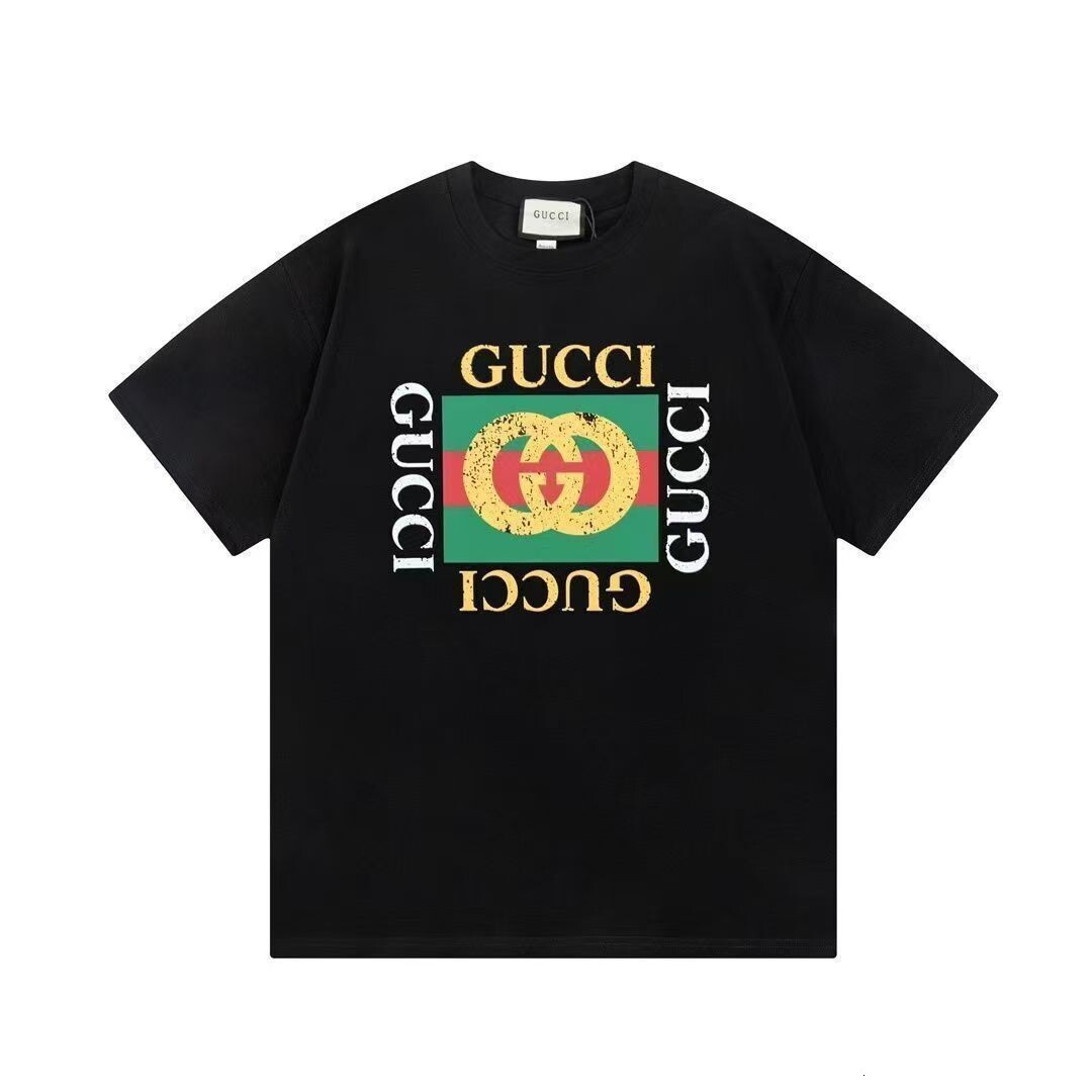 Luxury Designer 2026 High-end - Short-sleeve T-shirt With Personalized Letter Graffiti, Seamless Print, Round Neck, Casual And Versatile Men's
