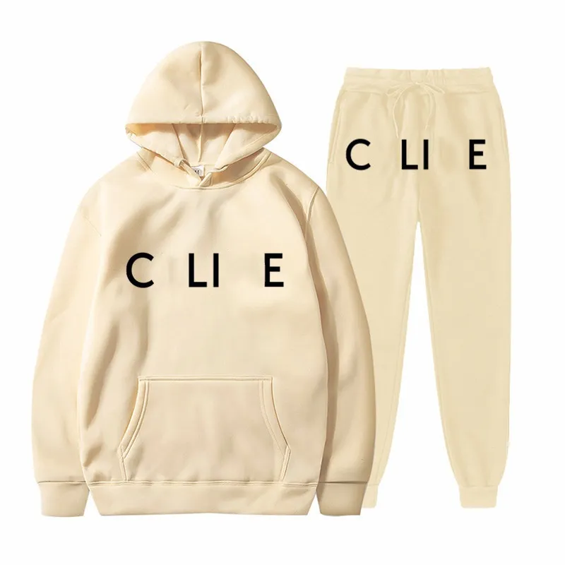 Designer Men Set Autumn Winter Letter Printed Loose Hoodie Bound-foot Trousers Men Women Fashion Casual Sports Set Size S-3XL
