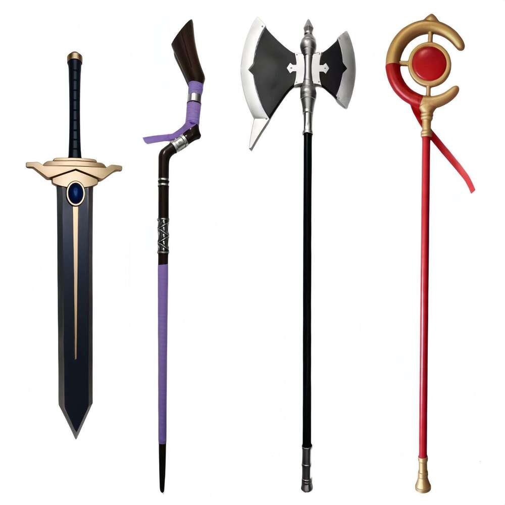 Fantasy Medieval PU Foam Weapon Prop Set, Non-sharp Decorative Sword, Axe, Staff, Wand for Halloween Cosplay Party & Collection-image-1108820389